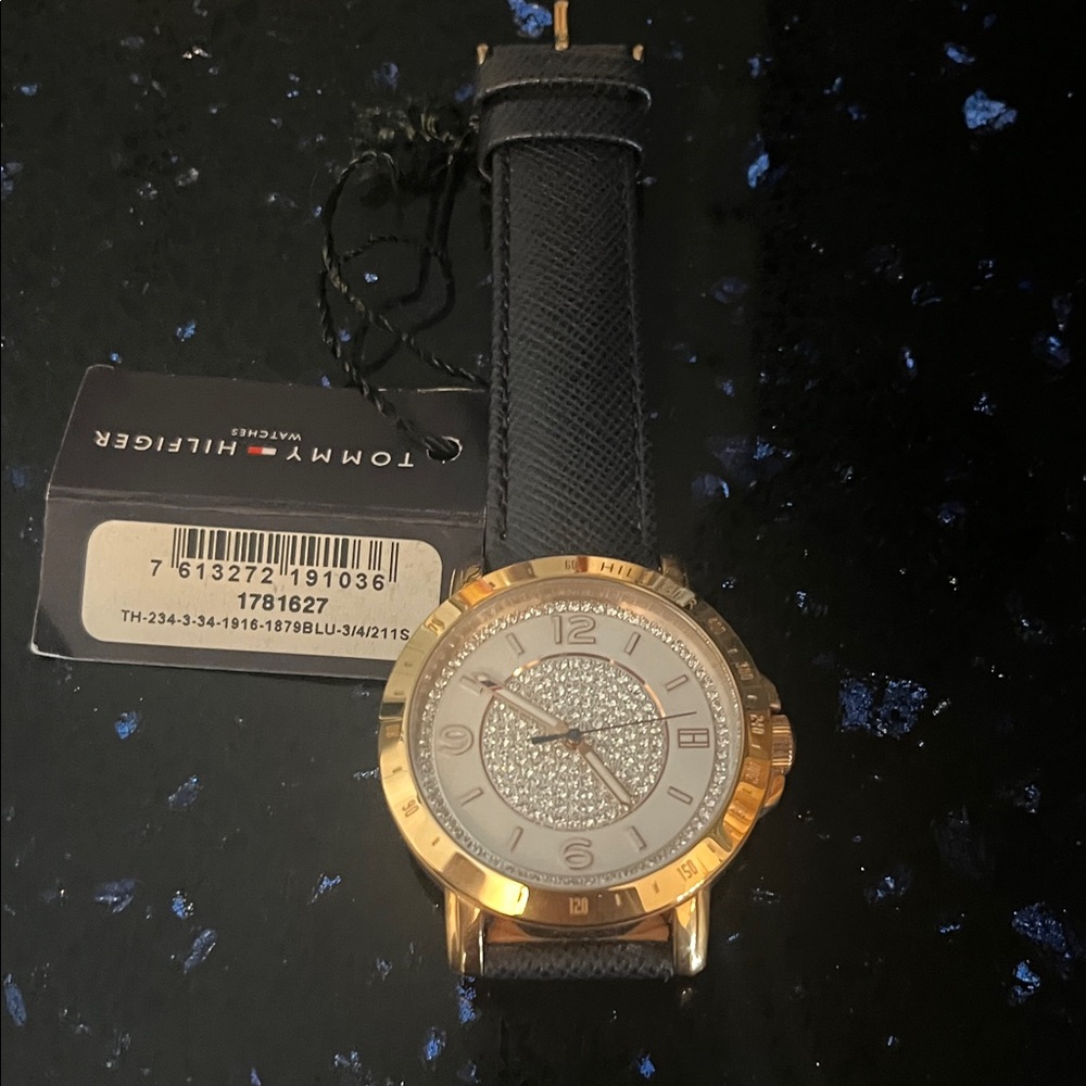 Tommy Hilfiger Gold and Black Timepiece
